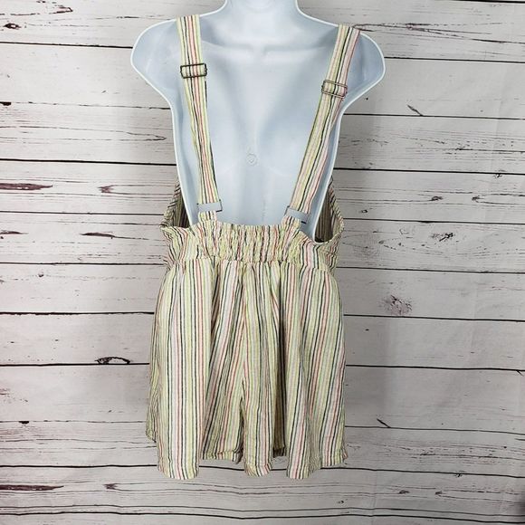 Vintage Havana‎ Multi Color Stripe Romper Linen Overall Shorts Large - Picture 9 of 15